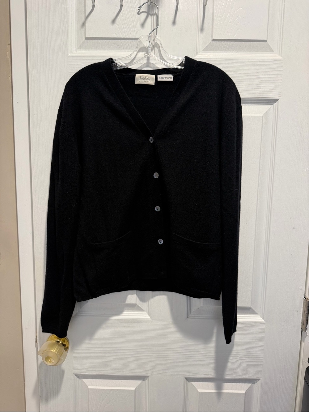 Neiman Marcus Black Cashmere Button Up Cardigan